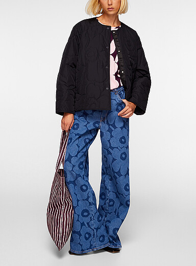 Marimekko Black Kapseli Piirto Unikko black quilted jacket for women