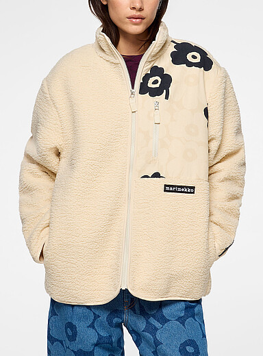 Marimekko: La veste polaire moutonn&eacute;e Vaellus Unikko Ivoire - Beige cr&egrave;me pour femme