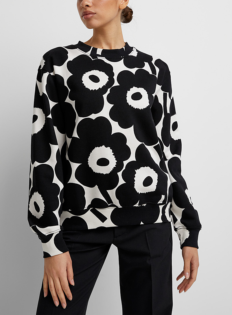 Marimekko Black and White Leiot Pieni Unikko sweatshirt for women