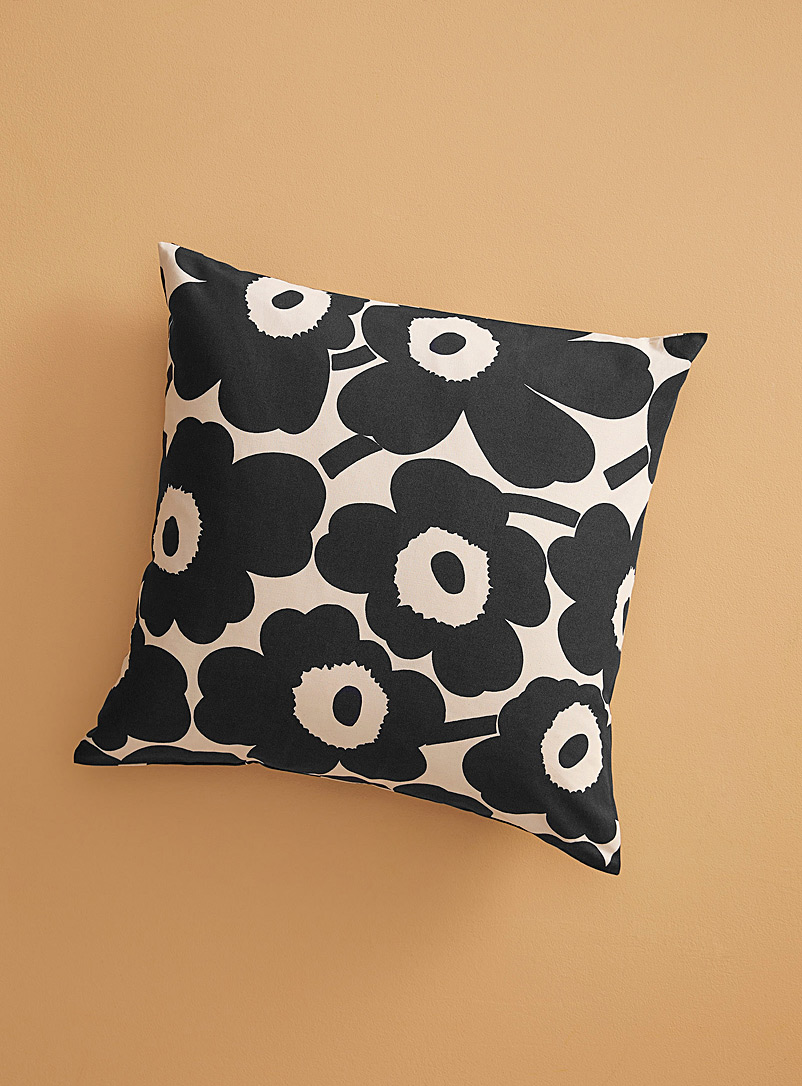 Marimekko Black Unikko black cushion cover 50 x 50 cm