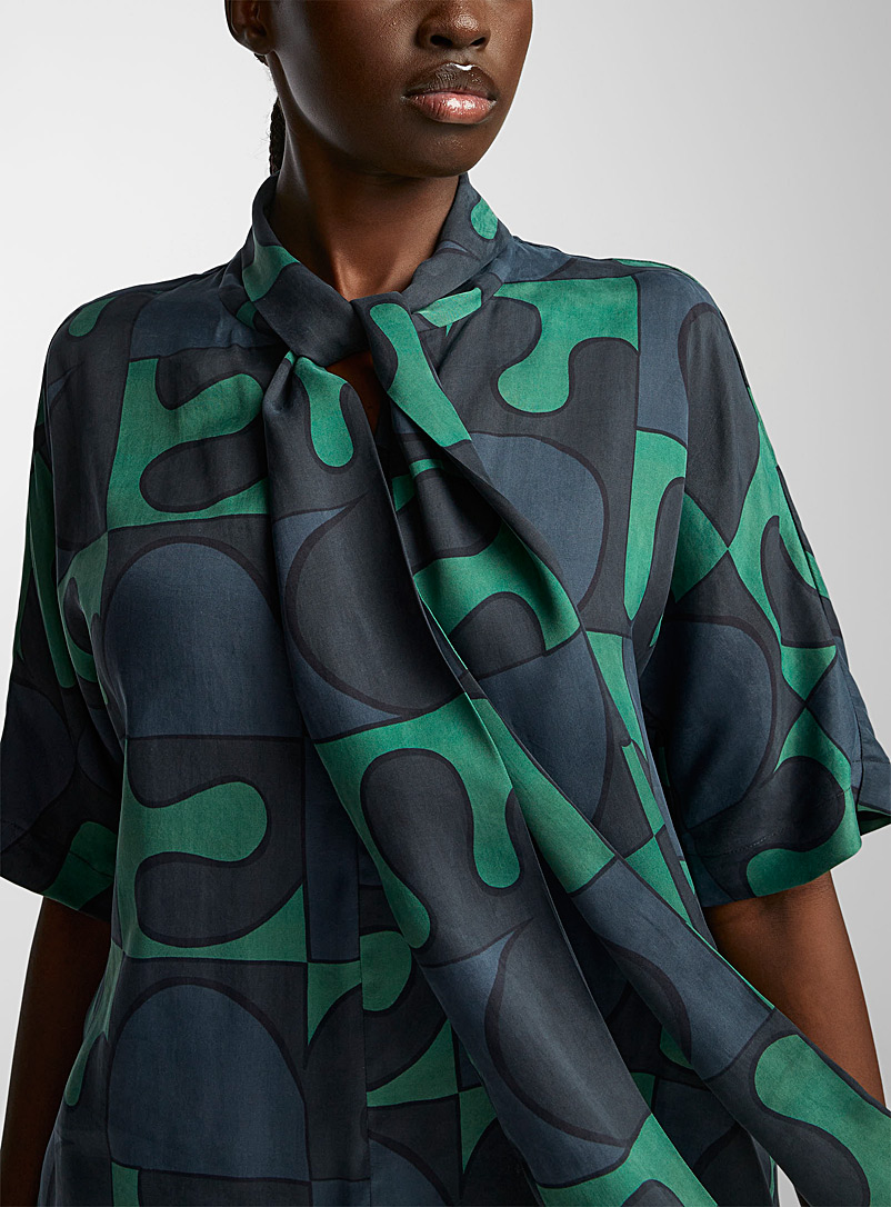 Marimekko: La blouse Liitu Osteri Vert à motifs pour femme