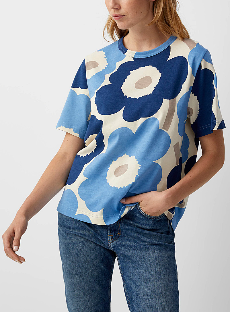 Marimekko Blue Erna Unikko T-shirt for women