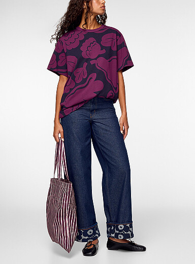 Marimekko Indigo/Dark Blue Maridenim Unikko cuffed wide-leg jean for women