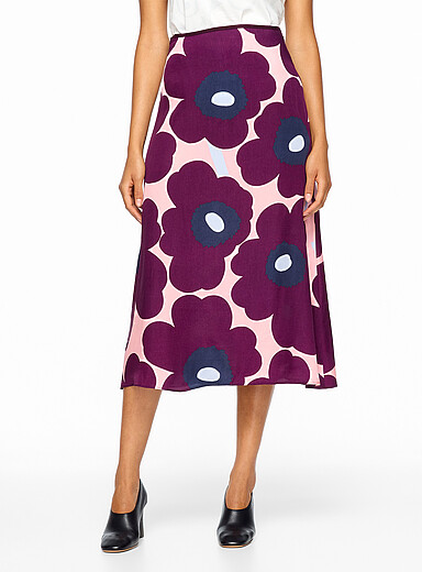 Marimekko Grape/Dark Crimson Edeta Unikko midi skirt for women