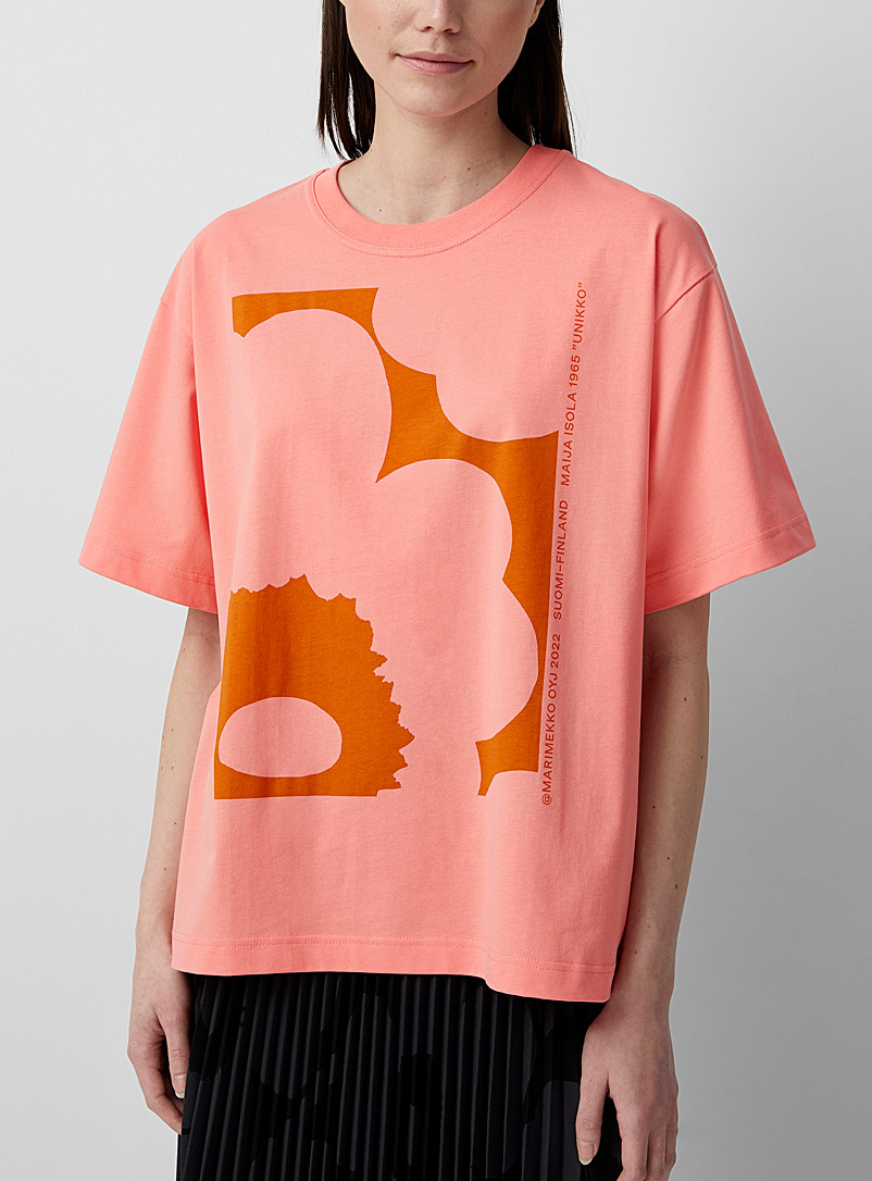 Marimekko: Le t-shirt Kioski Veig Unikko Pêche pour femme
