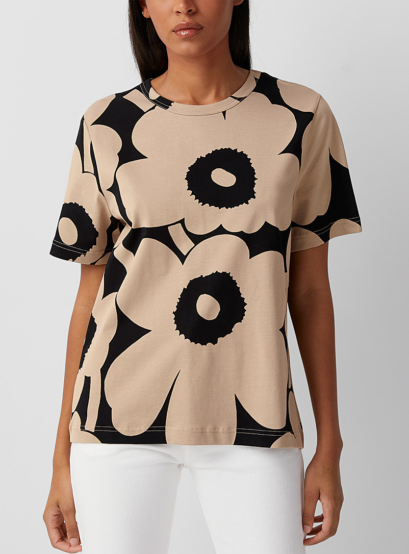 Marimekko Black and White Erna Unikko T-shirt for women