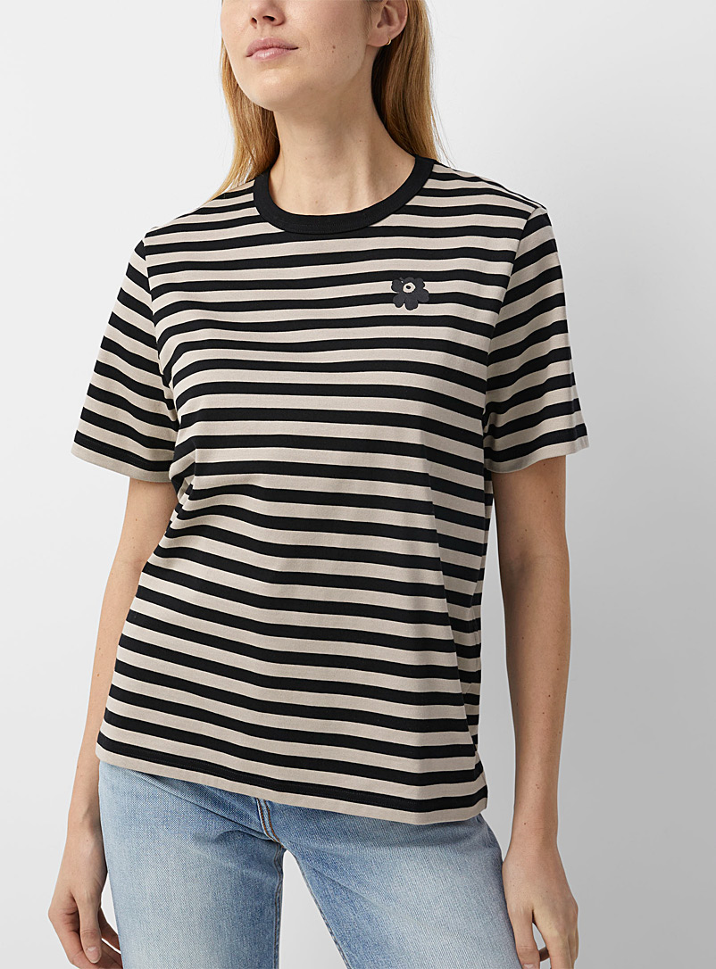 Marimekko: Le t-shirt Tasaraita Blanc et noir pour femme