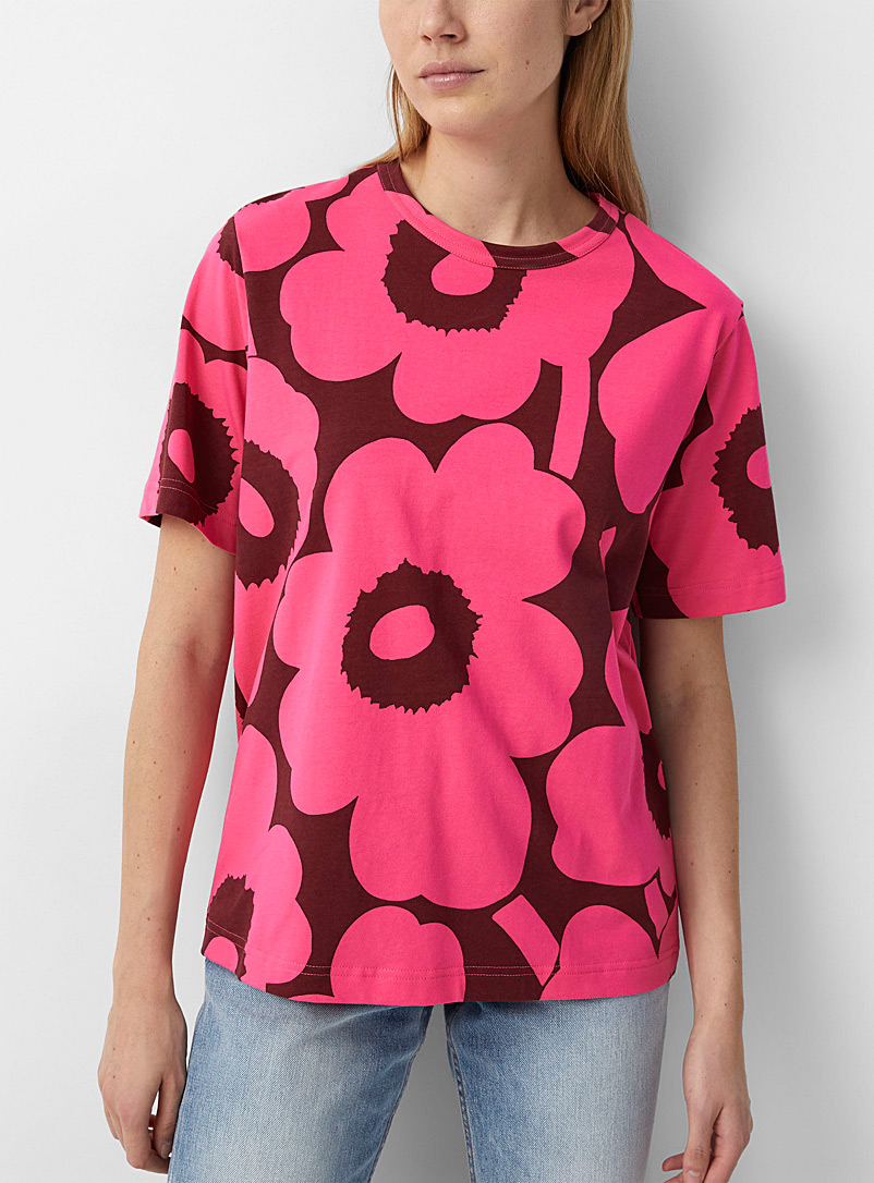 Marimekko: Le t-shirt Erna Unikko Rose pour femme