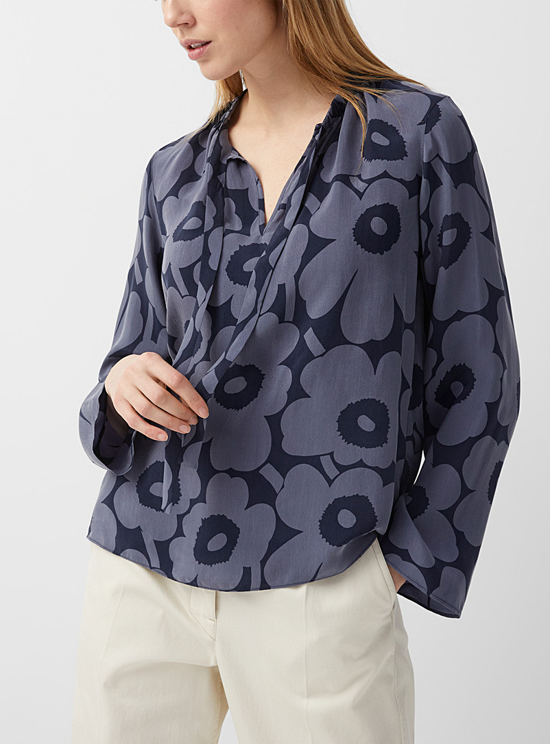 Marimekko: La blouse Sorina Unikko Bleu foncé pour femme