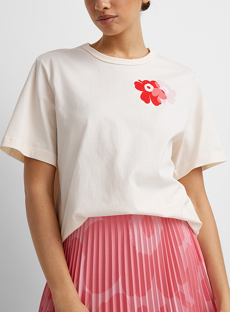 Marimekko Patterned White Kioski Erna Lempi Unikko T-shirt for women