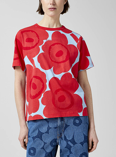 Marimekko Patterned Blue Erna Unikko T-shirt for women