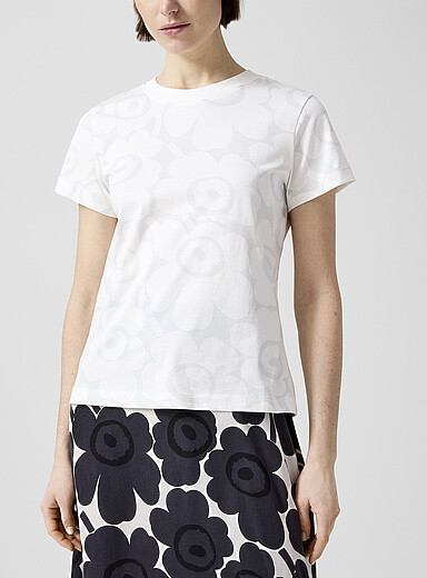 Marimekko: Le t-shirt Heleys Unikko &Eacute;cru - Lin pour femme