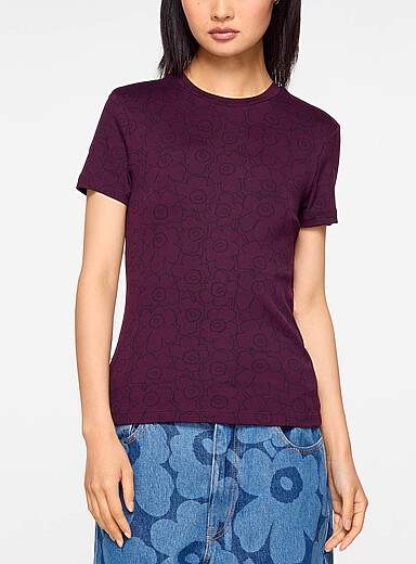 Marimekko Grape/Dark Crimson Suunta Piirto Unikko fit t-shirt for women