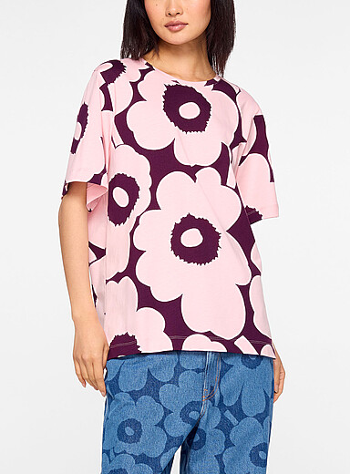 Marimekko: Le t-shirt Tunnit Unikko Rose pour femme