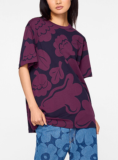 Marimekko Grape/Dark Crimson Pisteinen Kukasta Kukkaan T-shirt for women