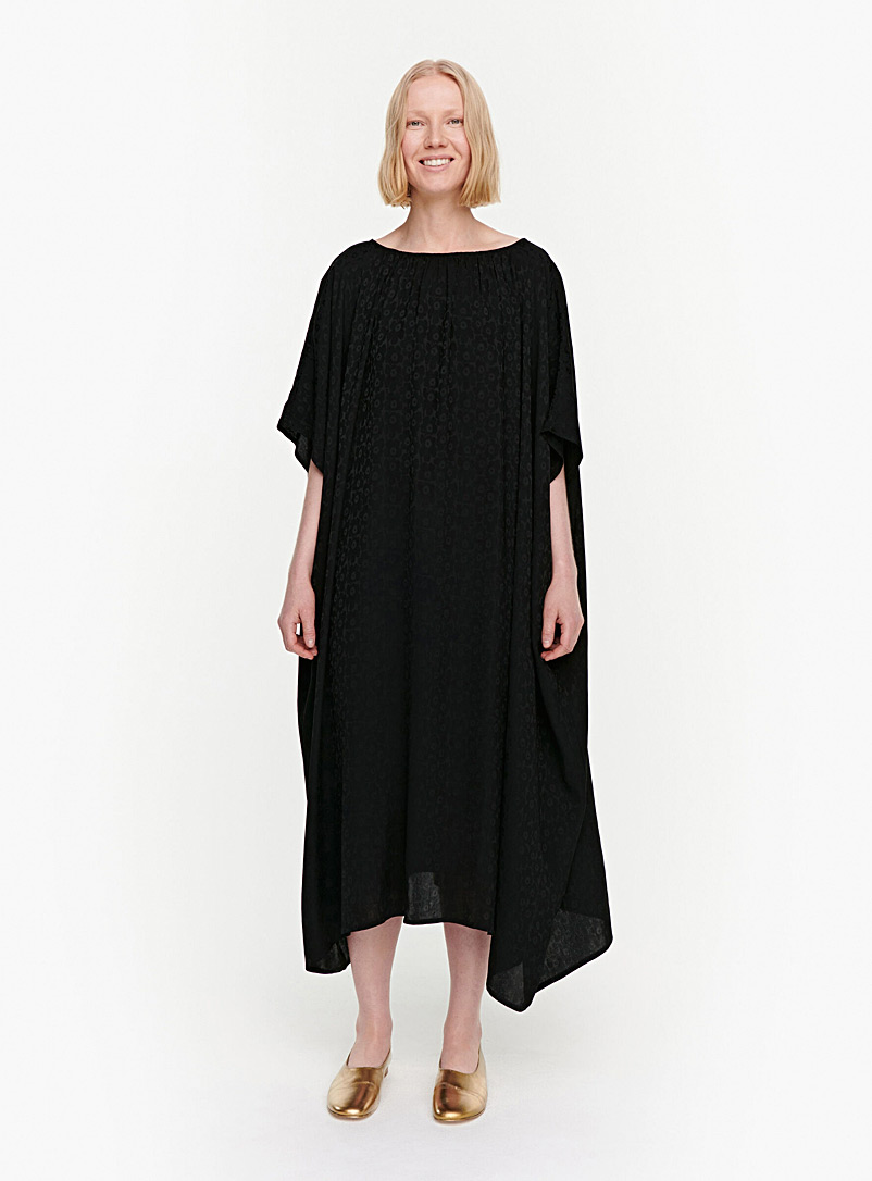 Marimekko: La robe Helmililja Unikko Noir pour femme