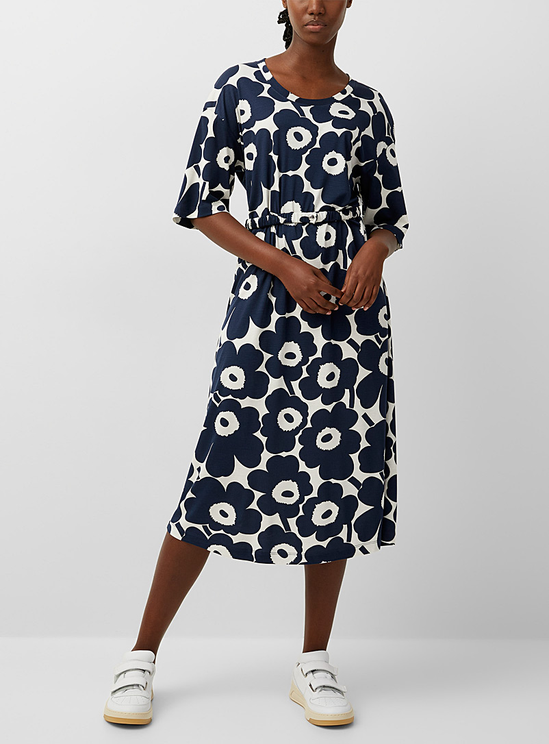 Marimekko: La robe Clarfe Unikko Blanc et noir pour femme