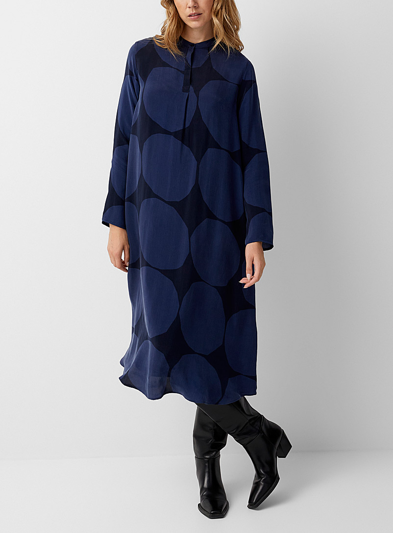 Marimekko Marine Blue Impasto Kivet shirtdress for women