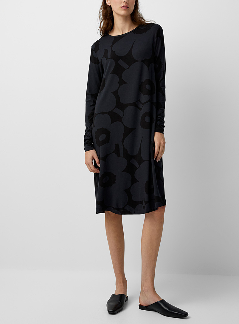Marimekko: La robe Terassi Unikko Noir à motifs pour femme