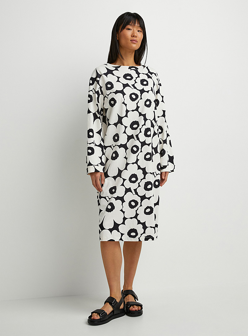 Marimekko: La robe t-shirt Piata Unikko Blanc à motifs pour femme
