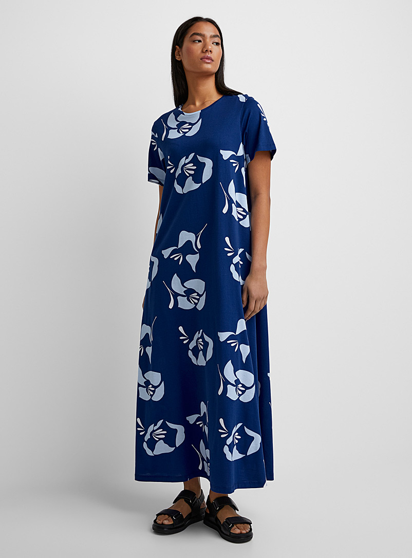 Marimekko: La robe t-shirt Kalliokielo Helakka Bleu à motifs pour femme