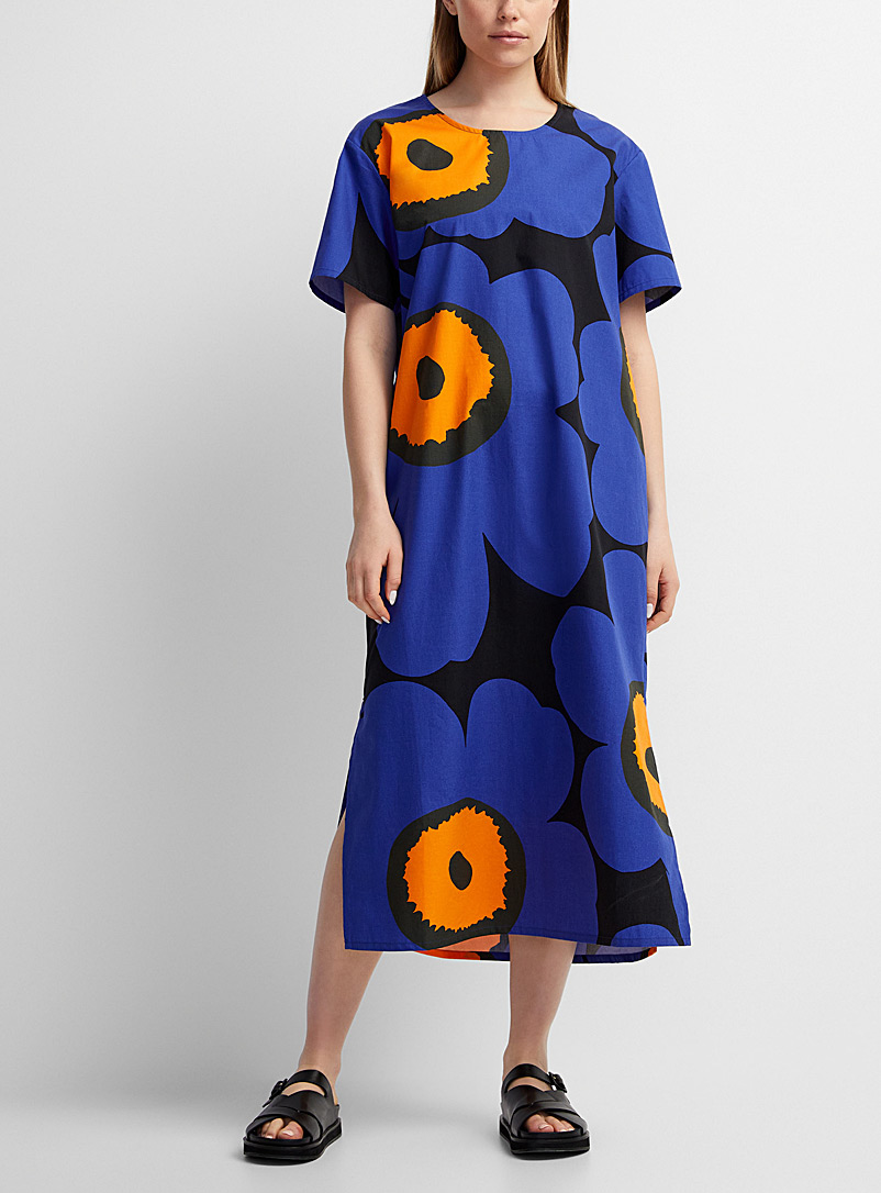 Marimekko: La robe Kemut Unikko bleue Bleu à motifs pour femme
