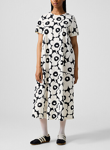 Marimekko: La robe t-shirt Pisteinen Unikko Blanc &agrave; motifs pour femme