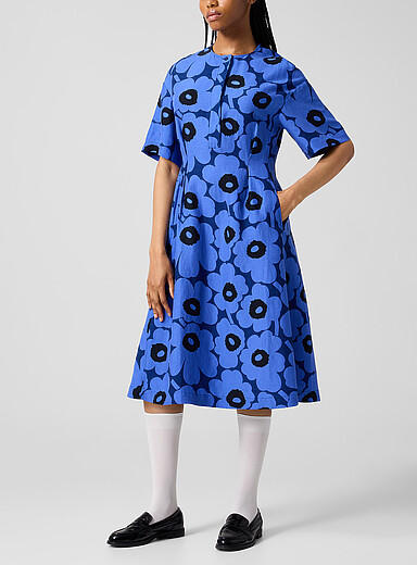 Marimekko Blue Taitavuus Unikko poplin dress for women