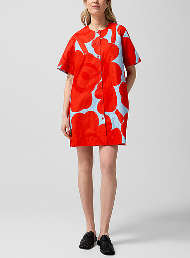 Marimekko Patterned Blue Taitavuus Unikko poplin minidress for women