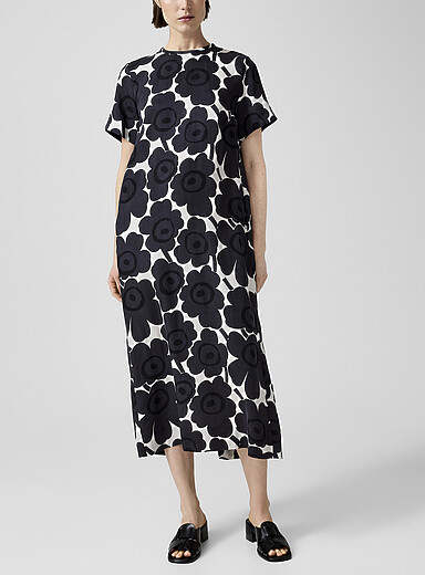 Marimekko: La robe t-shirt Kuvaelma Unikko &Eacute;cru &agrave; motifs pour femme