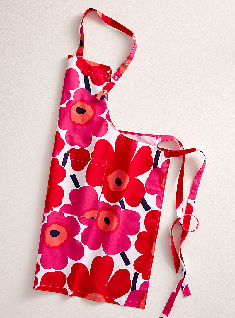 Marimekko Red Pieni Unikko apron for women