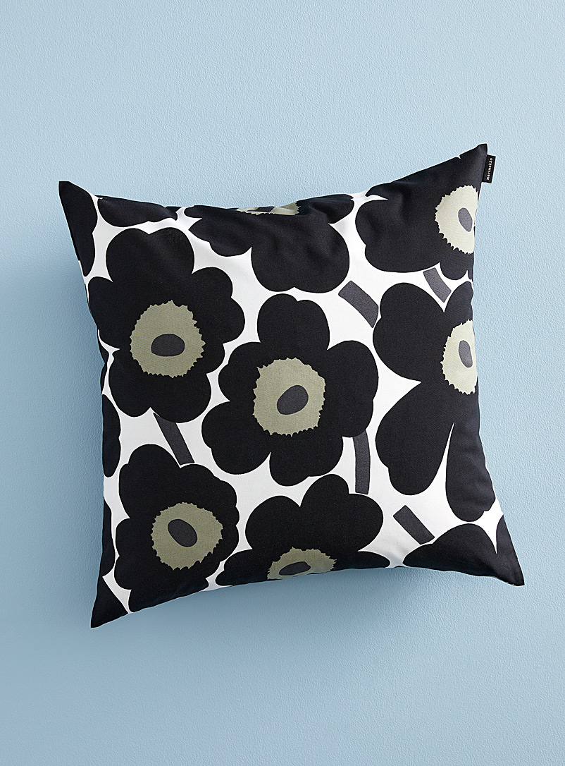 Marimekko Black and White Pieni Unikko black cushion cover for women