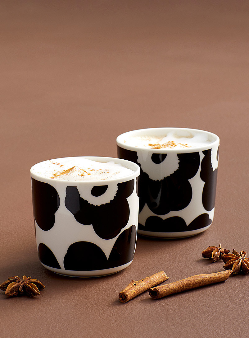 Marimekko Black and White Oiva Unikko handle-free cups Set of 2 for women