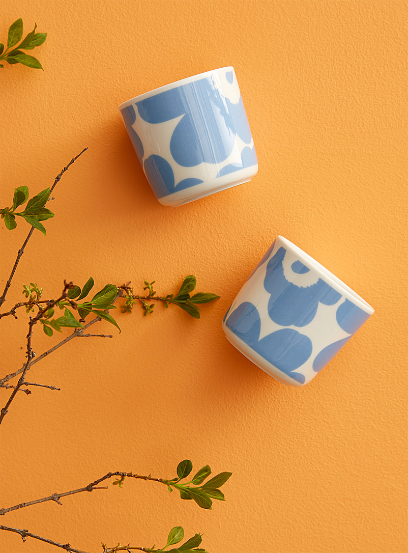 Marimekko Blue Oiva Unikko handle-free cups Set of 2 for women