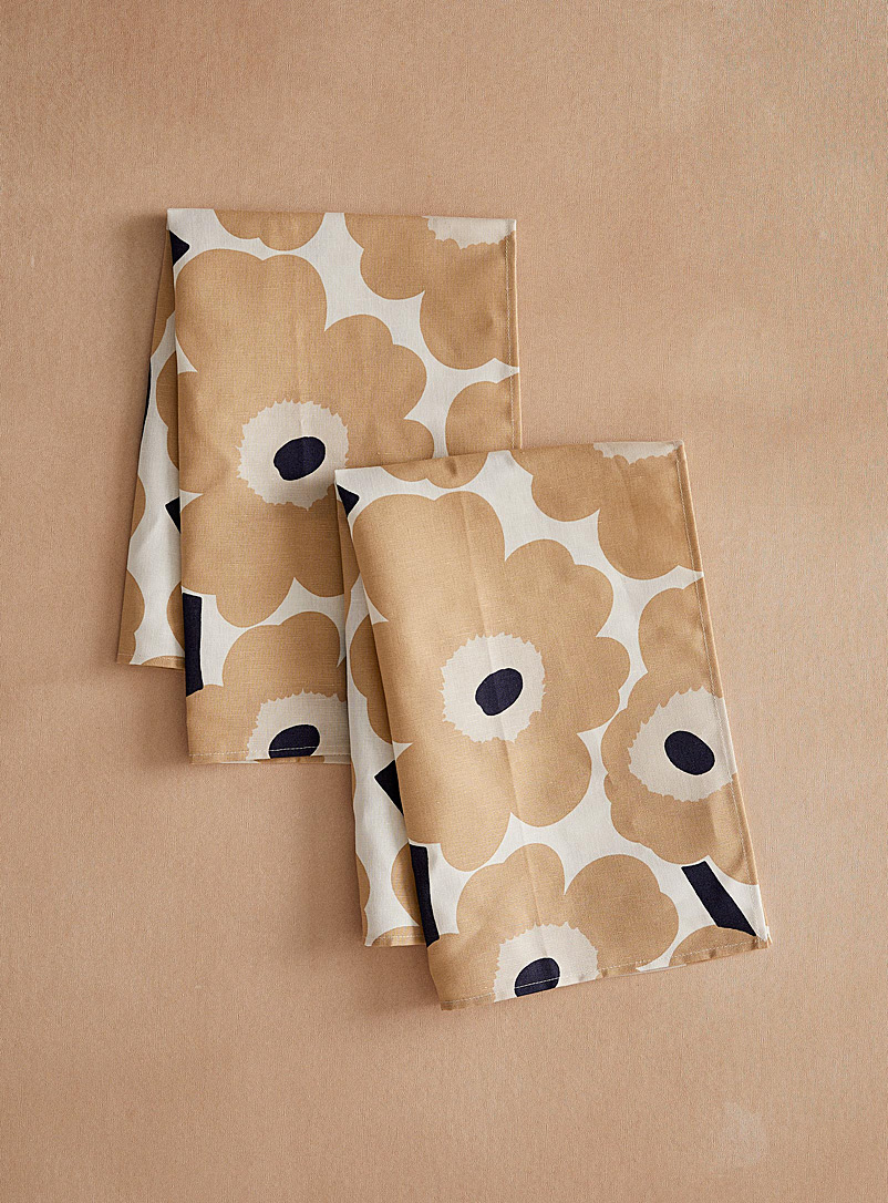 Marimekko Cream Beige Unikko beige tea towels Set of 2 for women