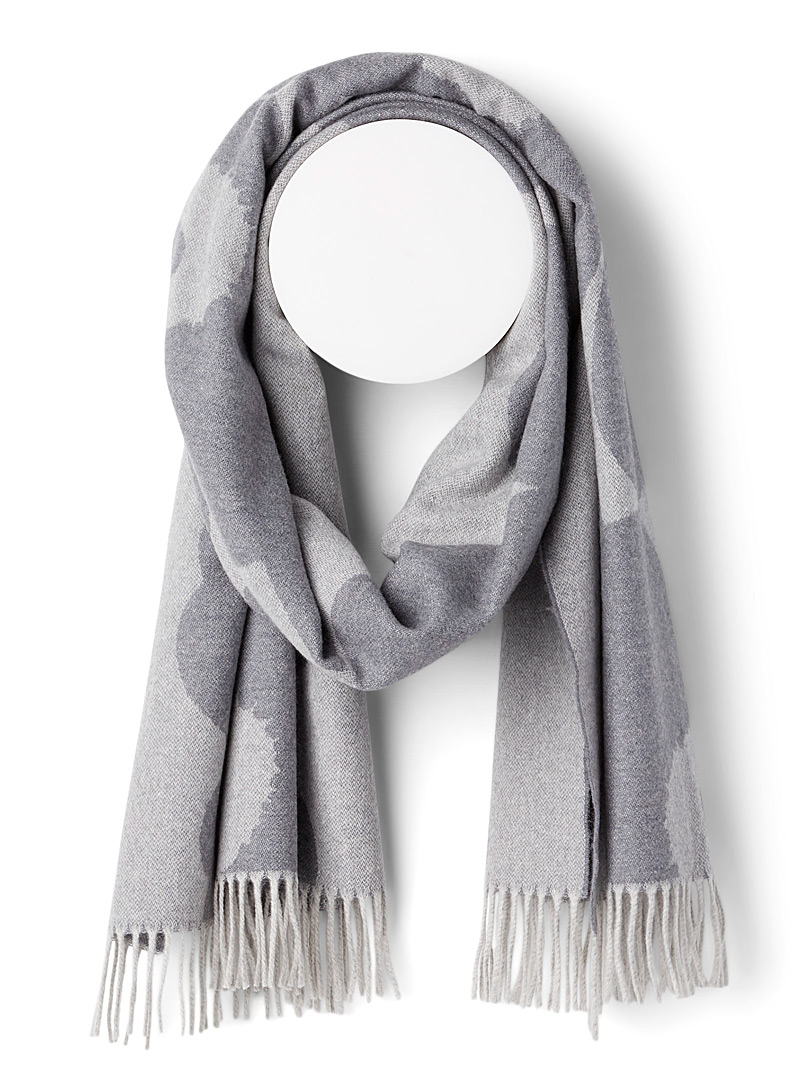 Marimekko Grey Unikko Kilpukka Suur scarf for women