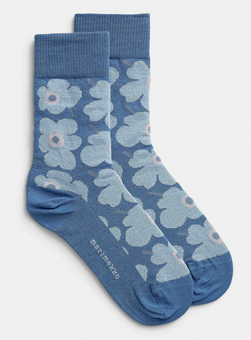 Marimekko Baby Blue Blue Kirmailla Unikko socks for women