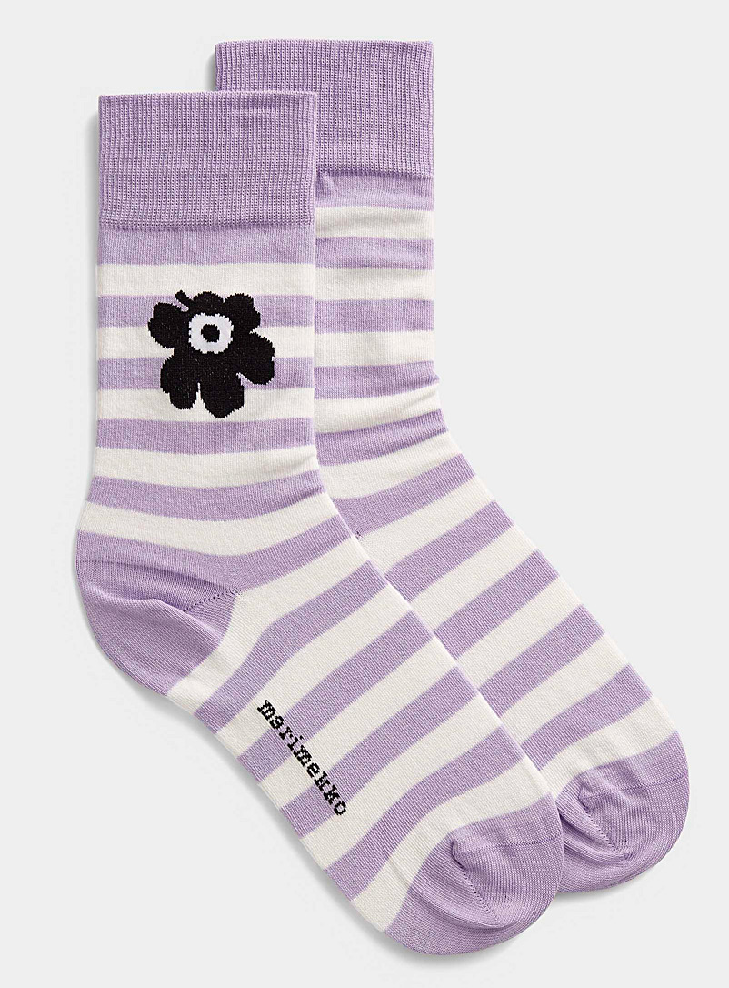 Marimekko Mauve Kasvaa Tasaraita Unikko socks for women