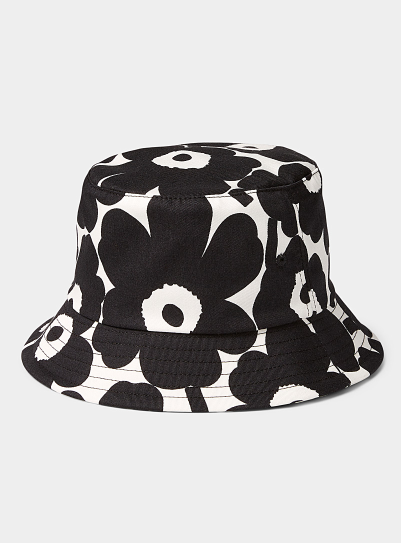 Marimekko Black and White Makikaura Mini Unikko bucket hat for women
