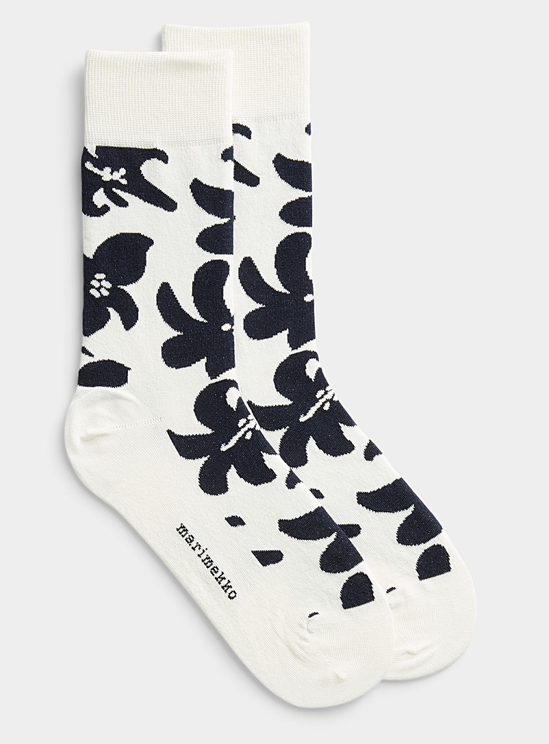 Marimekko Ivory White Henki Vaillinarsissi socks for women