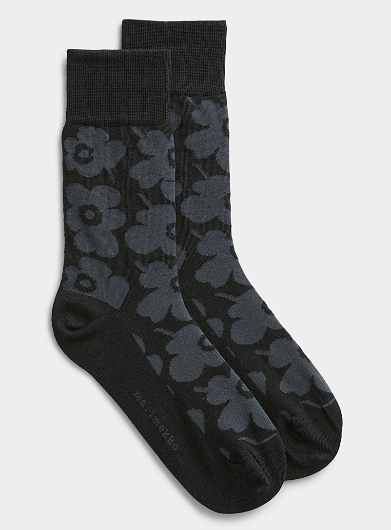 Marimekko: La chaussette Unikko grises Noir pour femme