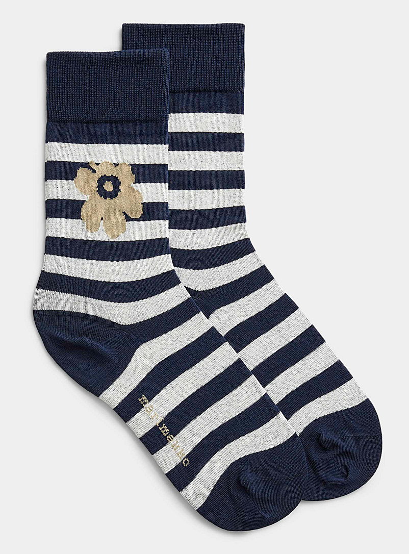 Marimekko Black Kasvaa Tasaraita Unikko socks for women