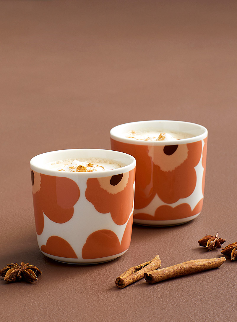 Marimekko Orange Oiva Unikko handle-free cups Set of 2 for women