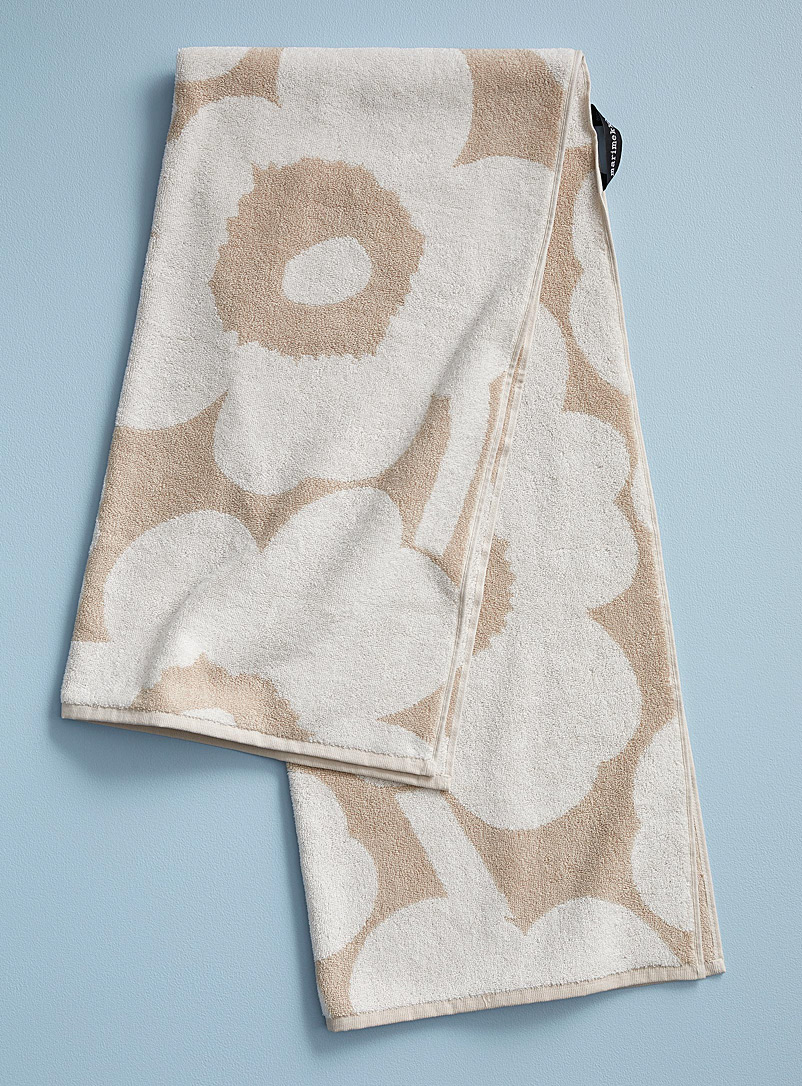 Marimekko: La serviette de bain Unikko beige Beige crème pour femme