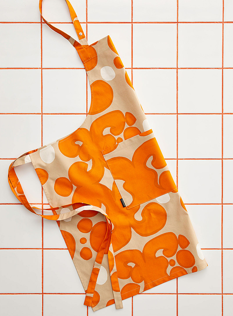 Marimekko Orange Keidas apron for women