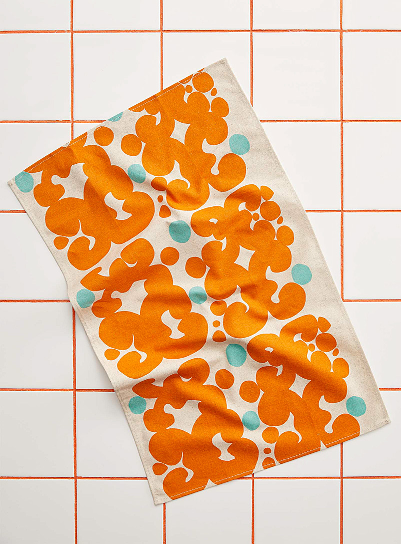 Marimekko Orange Keidas tea towel for women