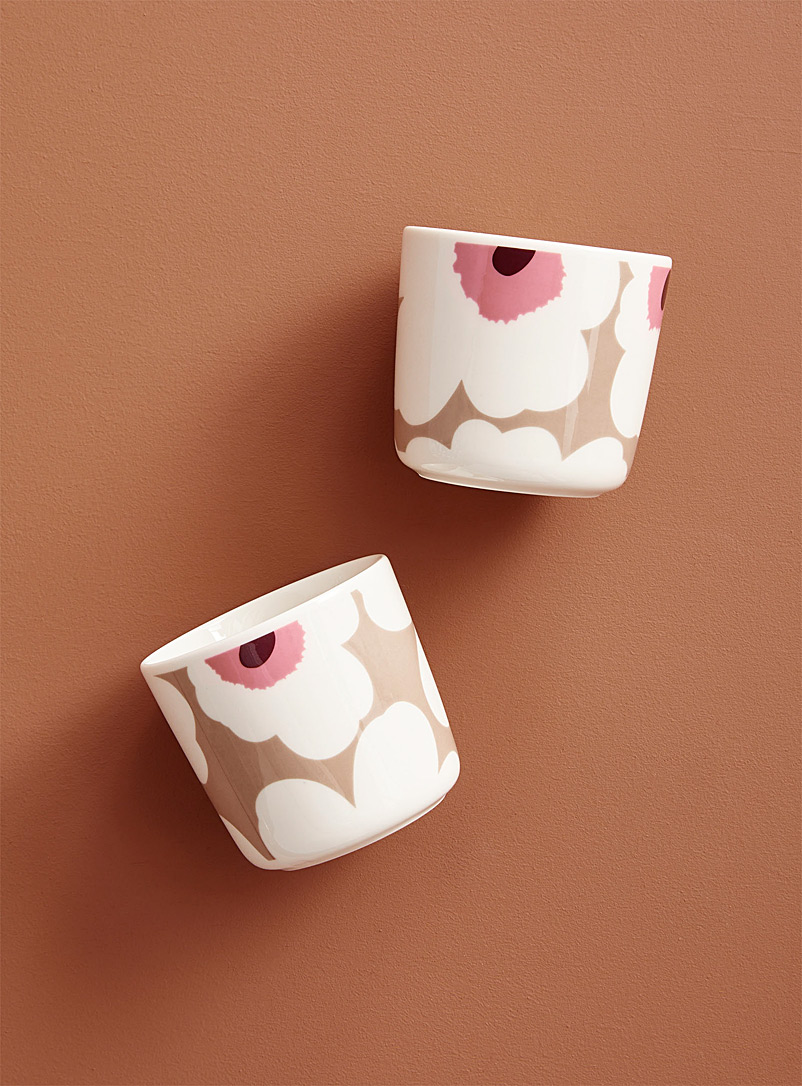 Marimekko Pink Oiva Unikko neutral handle-free mugs Set of 2 for women