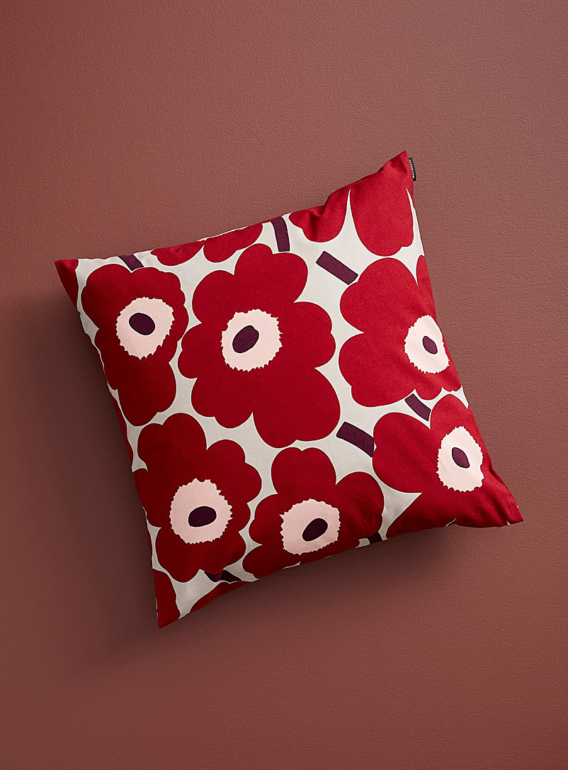 Marimekko Red Pieni Unikko poppy cushion cover for women
