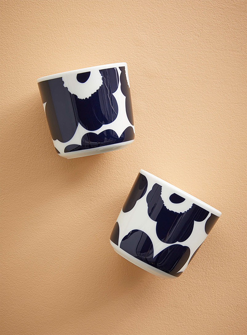 Marimekko Dark Blue Oiva Unikko navy handle-free mugs Set of 2 for women