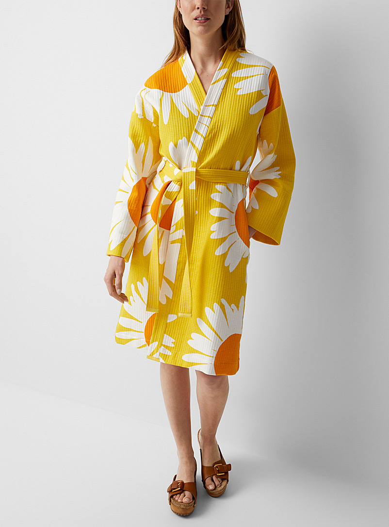 Marimekko Bright Yellow Auringonkukka robe for women